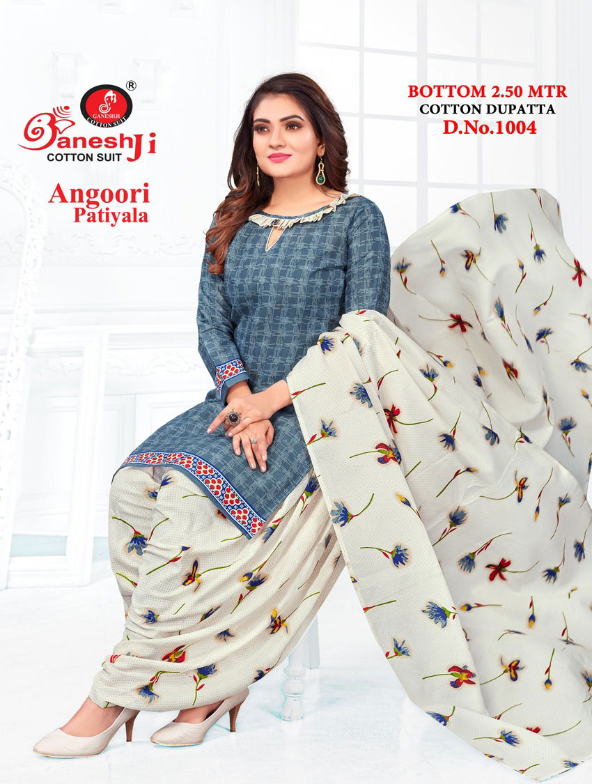 Ganeshji Angoori Patiyala 1 Indo Fancy casual Daily Wear Printed Cotton Dress Material Collection